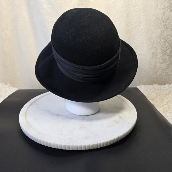 Vintage Bollman Company Tina Too Commodore Black Wool Hat - Picture 4 of 8